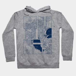 Tunis, Tunisia City Map Typography - Coastal Hoodie